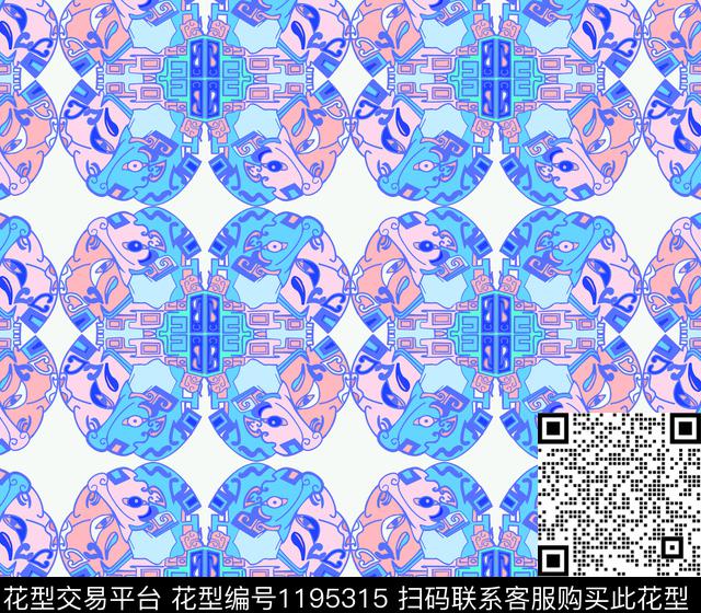 190404-2.jpg - 1195315 - 传统纹样 对称图案 大图案 - 数码印花花型 － 女装花型设计 － 瓦栏