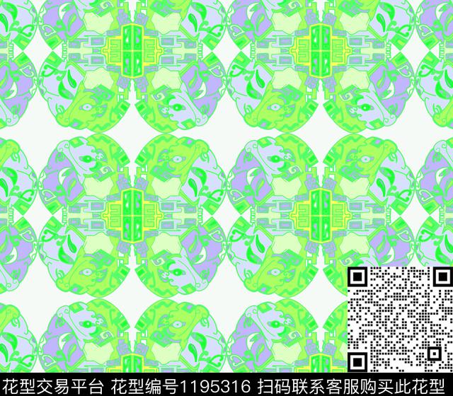 190404-3.jpg - 1195316 - 传统纹样 对称图案 大图案 - 数码印花花型 － 女装花型设计 － 瓦栏