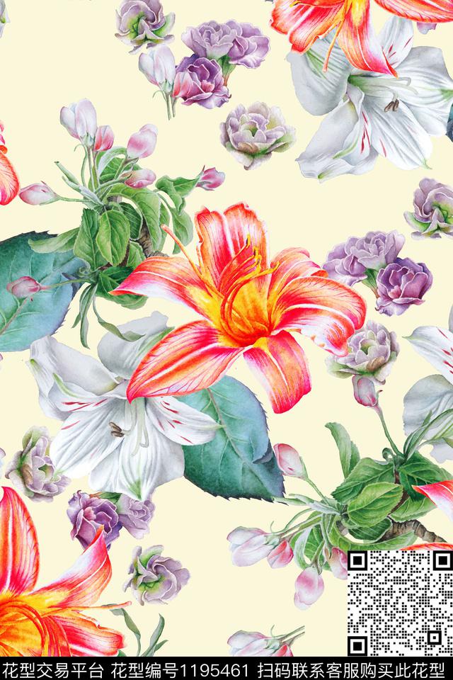 CAQ4-19.jpg - 1195461 - 数码花型 手绘 花卉 - 数码印花花型 － 女装花型设计 － 瓦栏