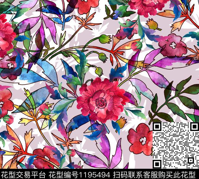 SHY05.jpg - 1195494 - 数码花型 女装 花卉 - 数码印花花型 － 女装花型设计 － 瓦栏