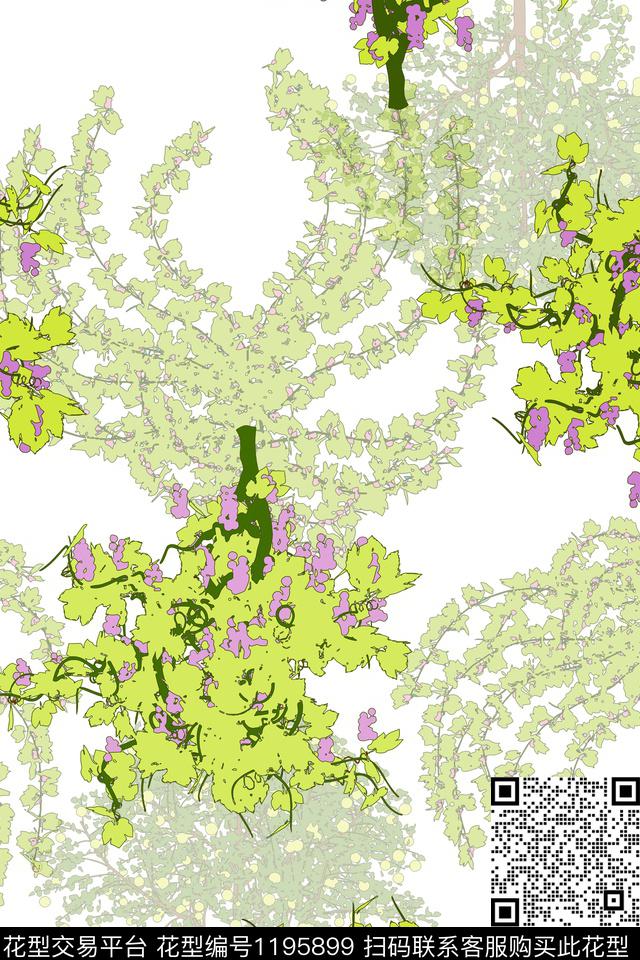 层层叠叠树木.jpg - 1195899 - 抽象 绿植树叶 树林 - 数码印花花型 － 女装花型设计 － 瓦栏
