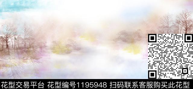 幻彩中国风长条围巾.jpg - 1195948 - 鸟 水墨风 炫彩 - 数码印花花型 － 长巾花型设计 － 瓦栏
