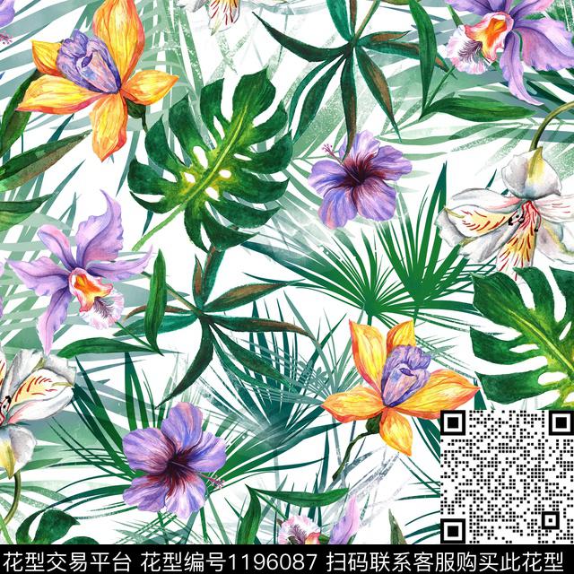 SHY08.jpg - 1196087 - 花卉 绿植树叶 热带花型 - 数码印花花型 － 女装花型设计 － 瓦栏