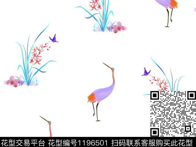 190415-3.jpg - 1196501 - 兰花 仙鹤 花卉蝴蝶 - 数码印花花型 － 女装花型设计 － 瓦栏