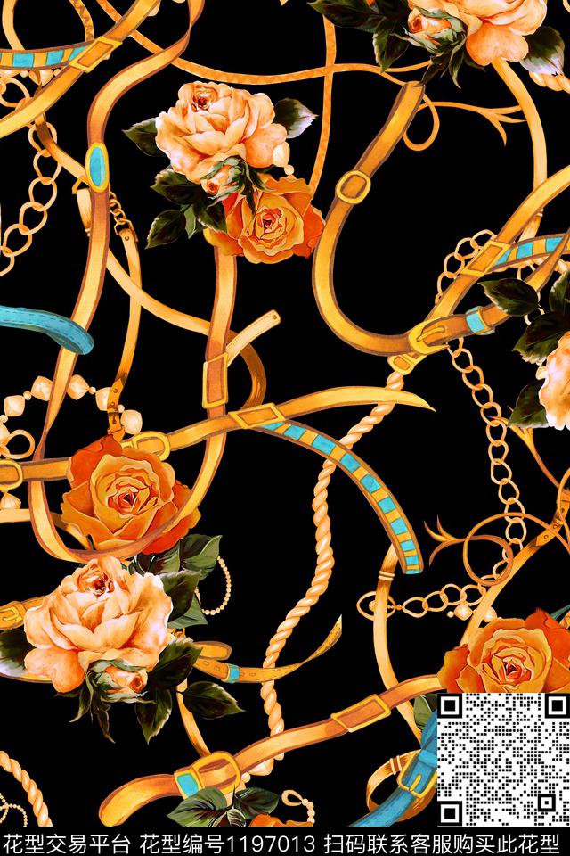 JY-0412.jpg - 1197013 - 链条 潮牌 手绘 - 数码印花花型 － 女装花型设计 － 瓦栏