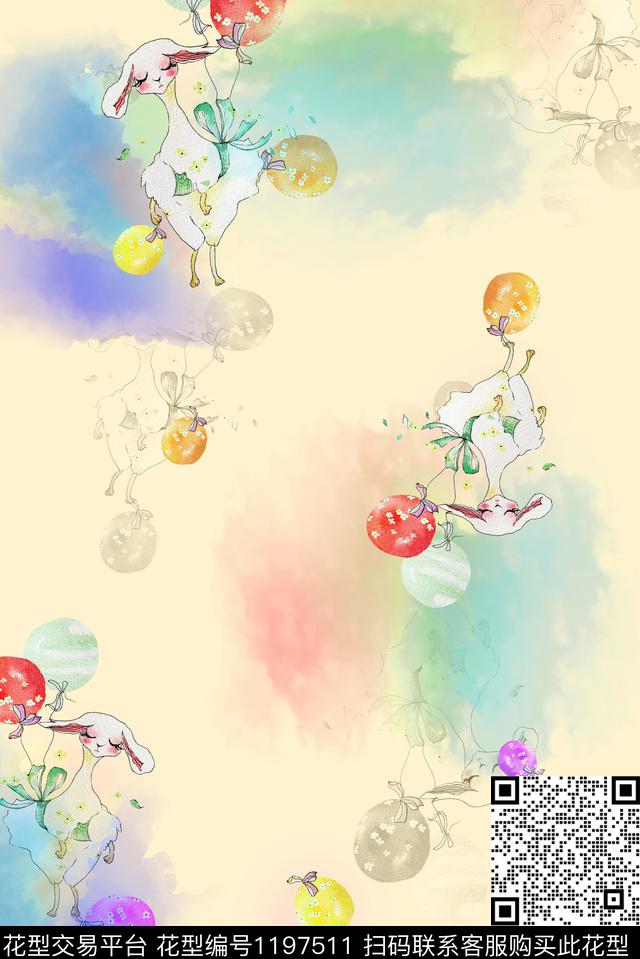HY1-034D.jpg - 1197511 - 水彩 手绘 创意 - 数码印花花型 － 童装花型设计 － 瓦栏