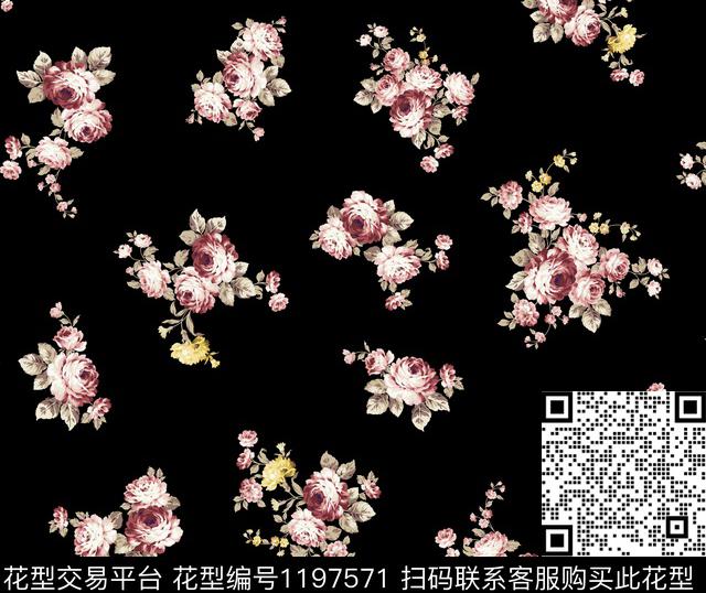 1181.jpg - 1197571 - 水彩花卉 花卉 小碎花 - 传统印花花型 － 女装花型设计 － 瓦栏