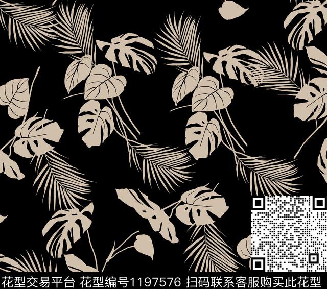 1206.jpg - 1197576 - 花卉 单色 热带花型 - 传统印花花型 － 女装花型设计 － 瓦栏