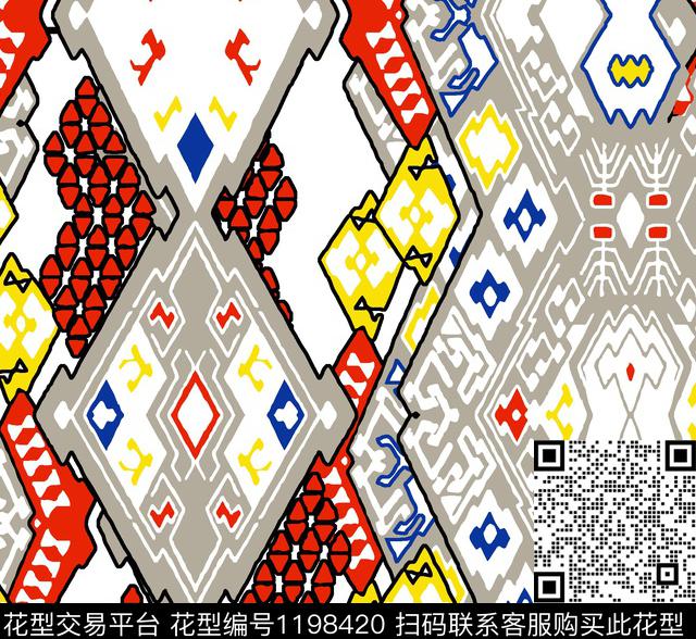 扑克2.jpg - 1198420 - 抽象 扑克 大牌风 - 传统印花花型 － 其他花型设计 － 瓦栏