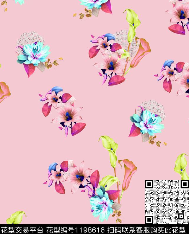 62-粉.jpg - 1198616 - 数码花型 女装 花卉 - 数码印花花型 － 女装花型设计 － 瓦栏