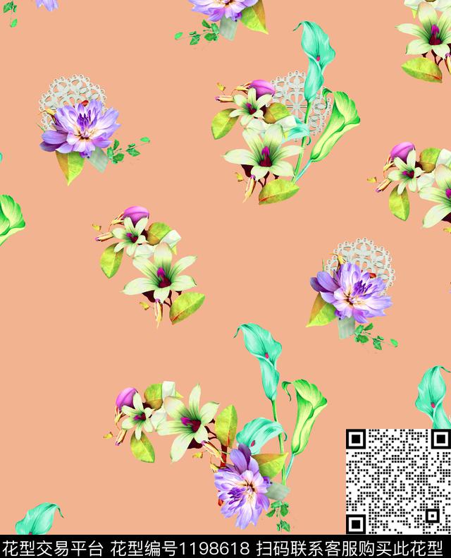 62-黄.jpg - 1198618 - 数码花型 女装 花卉 - 数码印花花型 － 女装花型设计 － 瓦栏