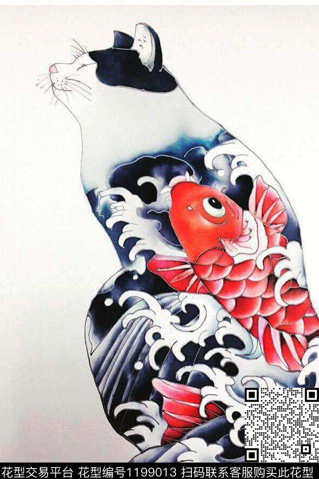 Mao.jpg - 1199013 - 时尚 手绘 浮世绘 - 数码印花花型 － 男装花型设计 － 瓦栏