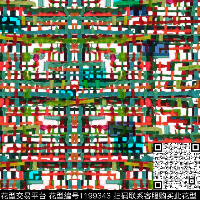 格子色块 11#.jpg - 1199343 - 抽象 格子 马赛克 - 数码印花花型 － 女装花型设计 － 瓦栏
