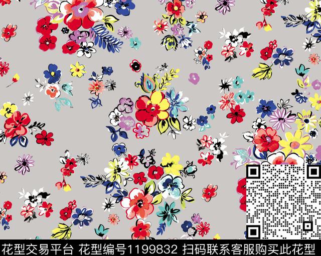 WL180710 副本.jpg - 1199832 - 花卉 大牌风 小碎花 - 传统印花花型 － 女装花型设计 － 瓦栏
