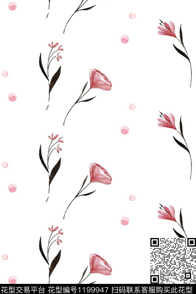 小粉1.jpg - 1199947 - 春夏花型 清爽底花卉 波西米亚 - 数码印花花型 － 女装花型设计 － 瓦栏