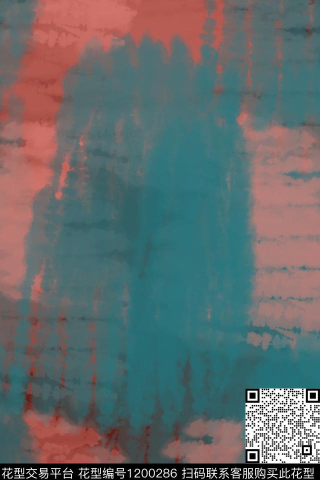 抽象扎染风格格子图案数码印花花型下载（图片编号: 1200286） - 瓦栏（Walan）