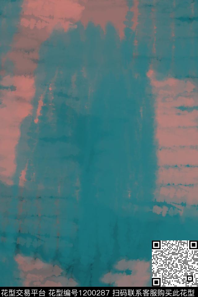 抽象扎染风格格子图案数码印花花型下载（图片编号: 1200287） - 瓦栏（Walan）