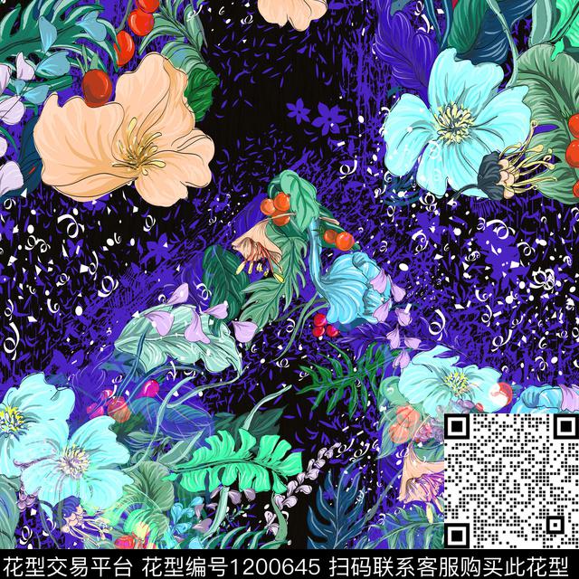 4.jpg - 1200645 - 手绘花卉 复杂 炫彩 - 数码印花花型 － 床品花型设计 － 瓦栏