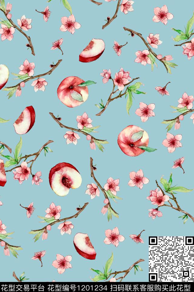 水彩水果花卉数码印花花型下载（图片编号: 1201234） - 瓦栏（Walan）