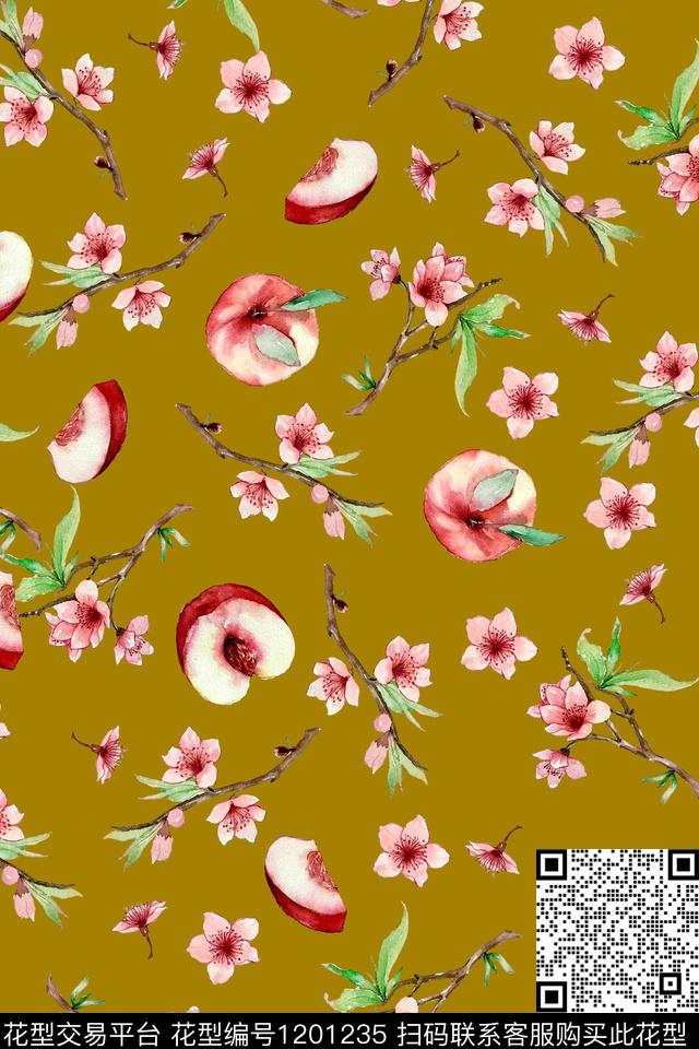 水彩水果花卉数码印花花型下载（图片编号: 1201235） - 瓦栏（Walan）