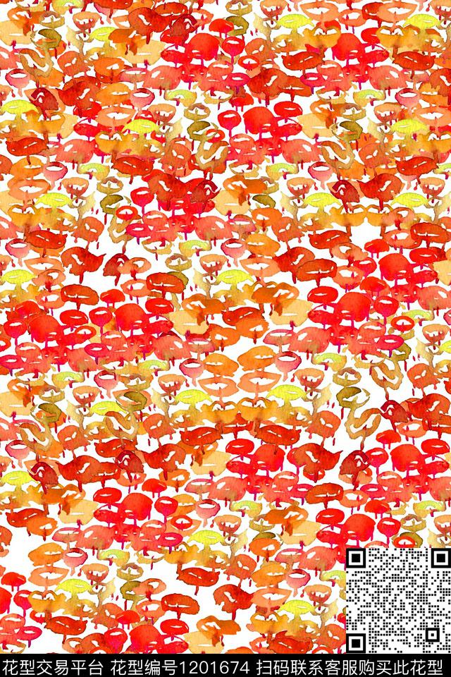 水彩大牌风小碎花数码印花花型下载（图片编号: 1201674） - 瓦栏（Walan）