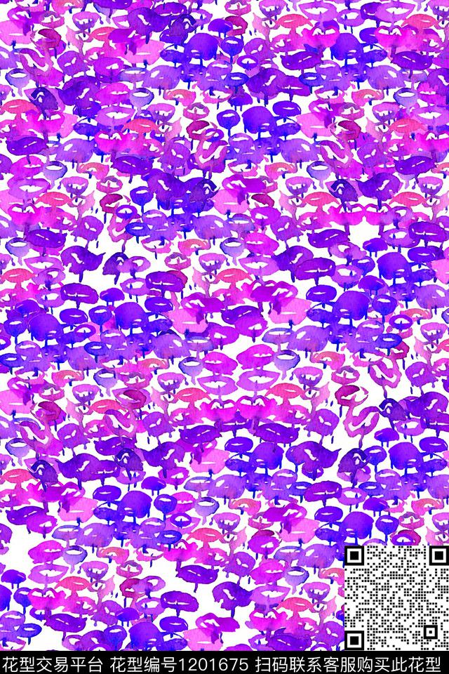 水彩大牌风小碎花数码印花花型下载（图片编号: 1201675） - 瓦栏（Walan）