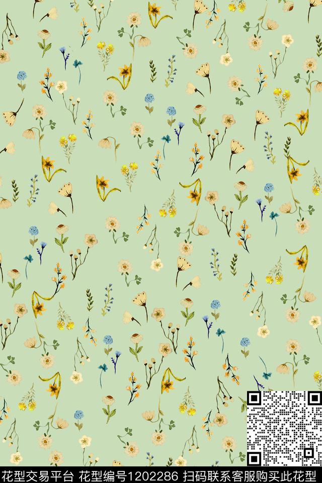 小碎花大牌风水彩数码印花花型下载（图片编号: 1202286） - 瓦栏（Walan）