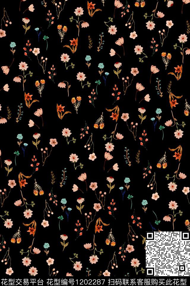 小碎花大牌风水彩数码印花花型下载（图片编号: 1202287） - 瓦栏（Walan）