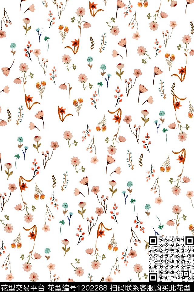 小碎花大牌风水彩数码印花花型下载（图片编号: 1202288） - 瓦栏（Walan）