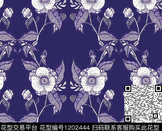 49.4.jpg - 1202444 - 植物 手绘线 插画 - 数码印花花型 － 床品花型设计 － 瓦栏