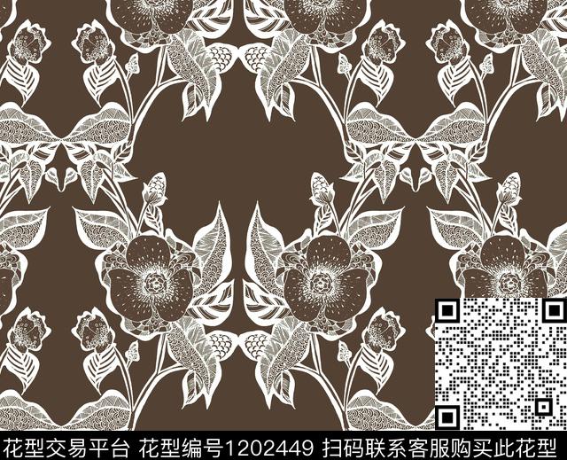 49.5.jpg - 1202449 - 植物 手绘线 插画 - 数码印花花型 － 床品花型设计 － 瓦栏
