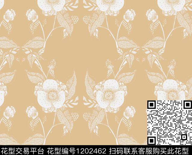 49.8.jpg - 1202462 - 植物 手绘线 插画 - 传统印花花型 － 床品花型设计 － 瓦栏