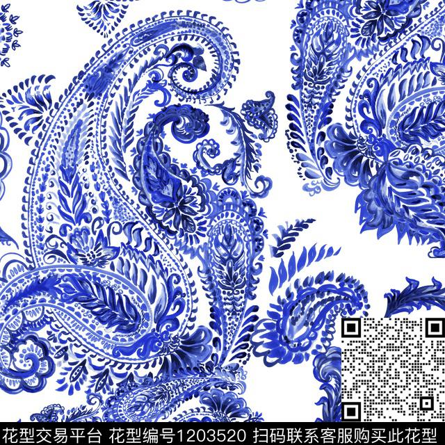 1348.jpg - 1203520 - 扎染花型 波西米亚 佩斯利 - 数码印花花型 － 女装花型设计 － 瓦栏