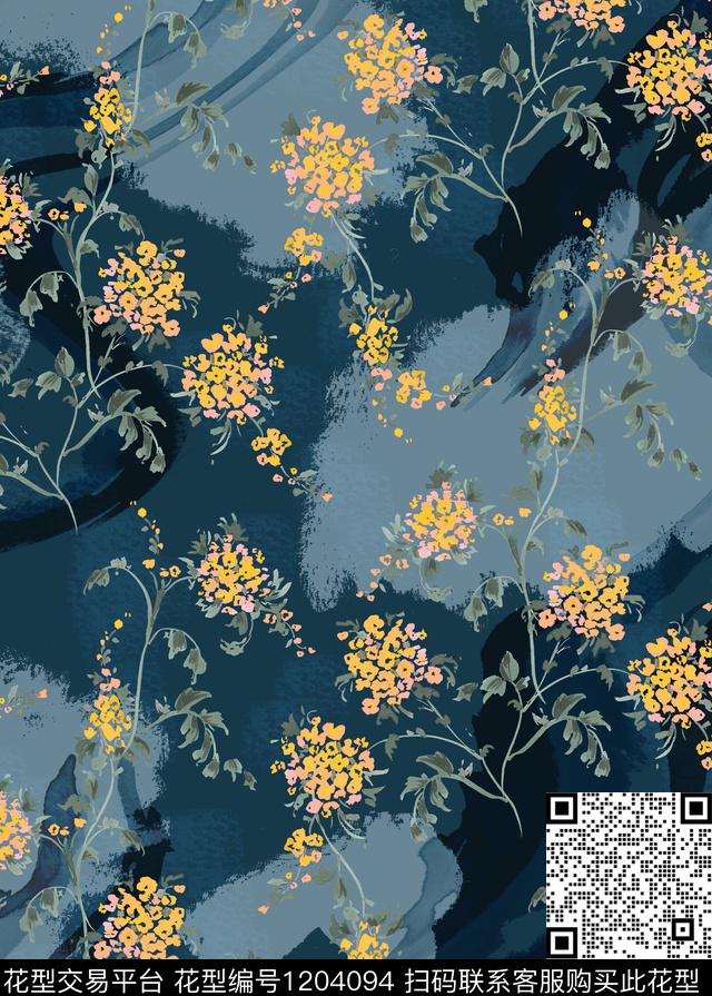 花卉大牌风抽象花卉传统印花花型下载（图片编号: 1204094） - 瓦栏（Walan）