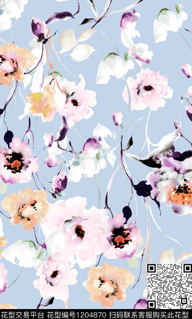 100-p1.jpg - 1204870 - 女装 花卉 动物 - 传统印花花型 － 女装花型设计 － 瓦栏