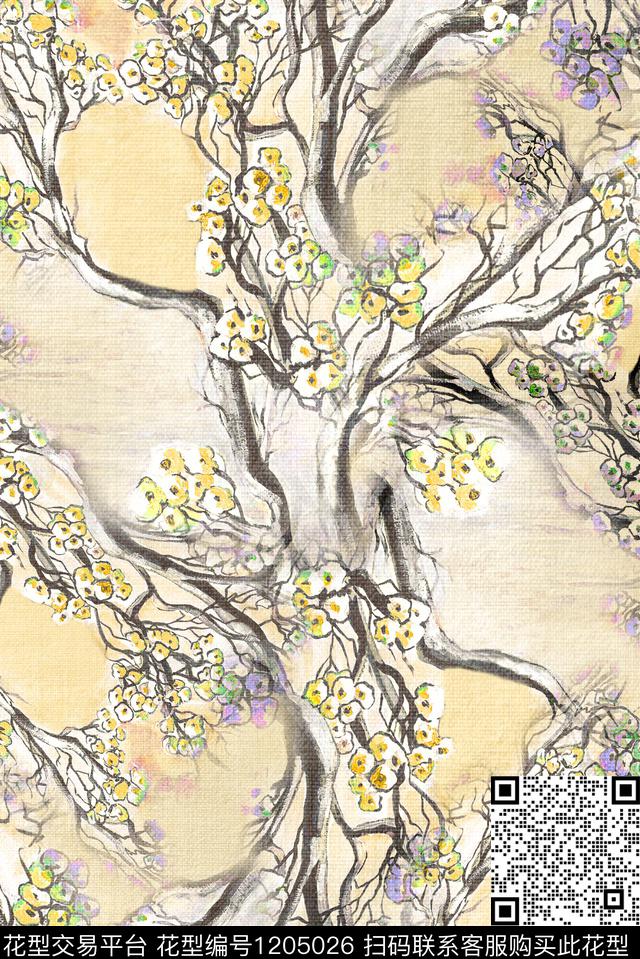 HY1-051E.jpg - 1205026 - 手绘 花卉 中老年 - 数码印花花型 － 女装花型设计 － 瓦栏