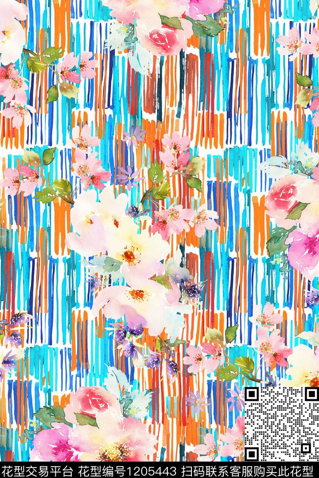 满版散花花卉小碎花数码印花花型下载（图片编号: 1205443） - 瓦栏（Walan）
