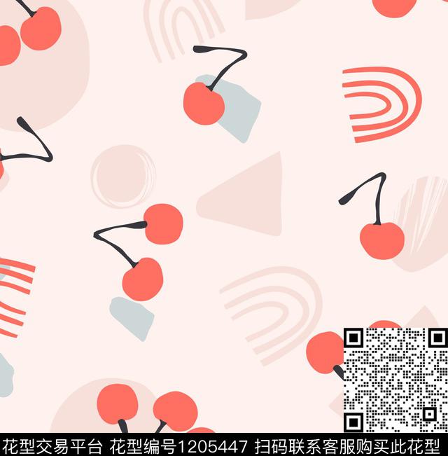 卡通樱桃可爱传统印花花型下载（图片编号: 1205447） - 瓦栏（Walan）