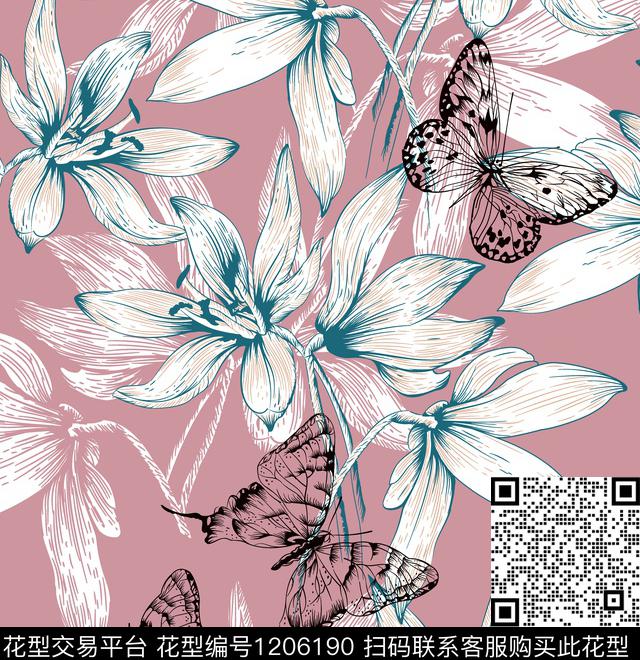 设计-04-2.jpg - 1206190 - 印花 数码花型 手绘花卉 - 数码印花花型 － 女装花型设计 － 瓦栏