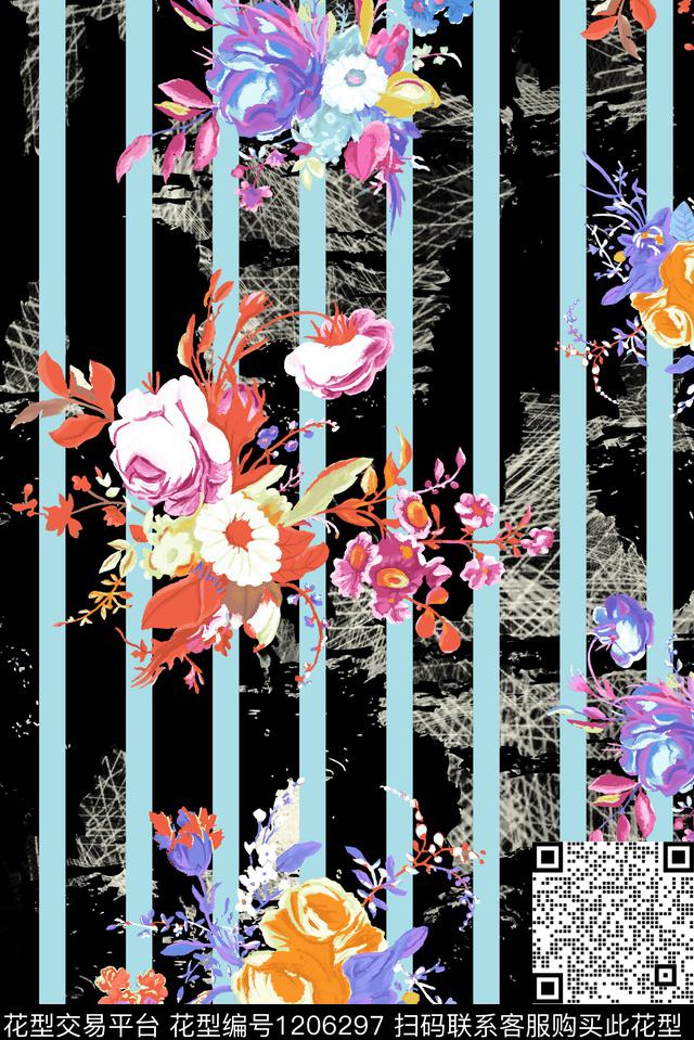 混合花卉.jpg - 1206297 - 时尚 春夏花型 蔷薇花 - 数码印花花型 － 女装花型设计 － 瓦栏