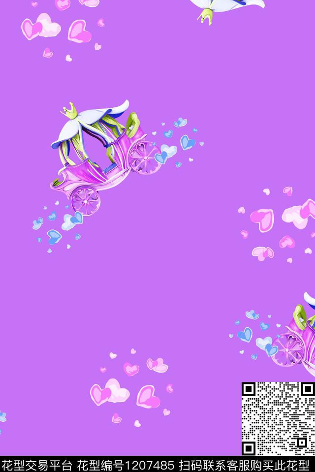 马车童话风人物数码印花花型下载（图片编号: 1207485） - 瓦栏（Walan）