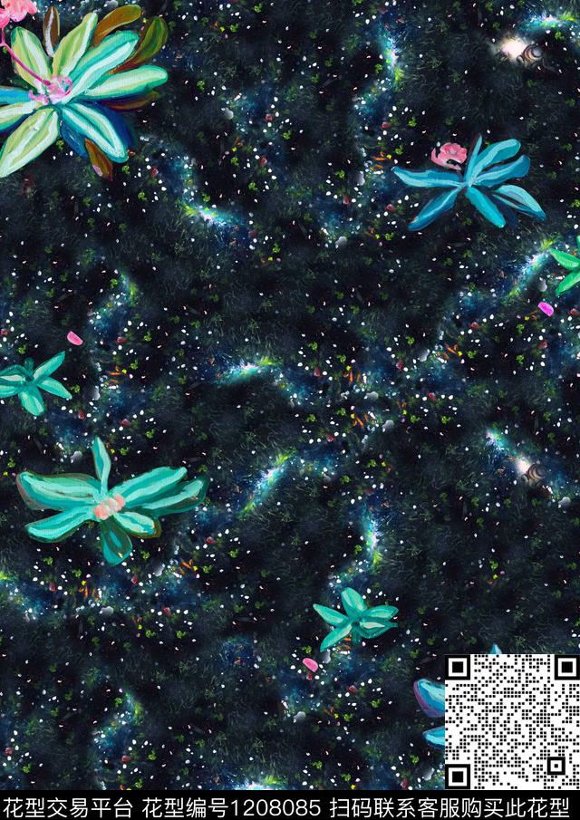 1104.jpg - 1208085 - 油画植物 多肉系列 繁星星空 - 数码印花花型 － 女装花型设计 － 瓦栏