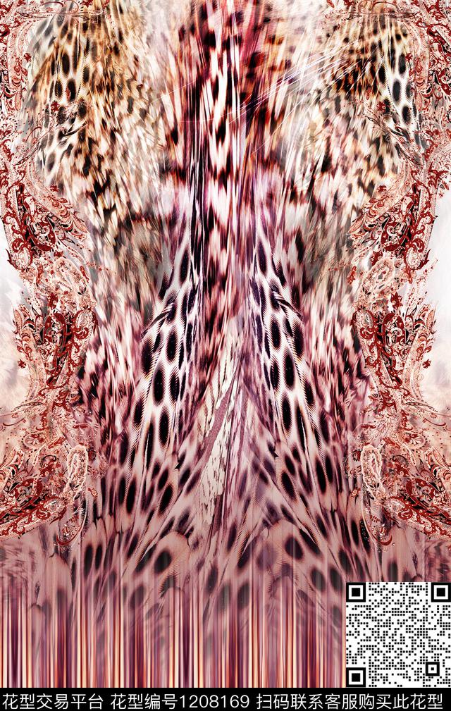 986-NH.jpg - 1208169 - leopard 线条画 background - 数码印花花型 － 女装花型设计 － 瓦栏
