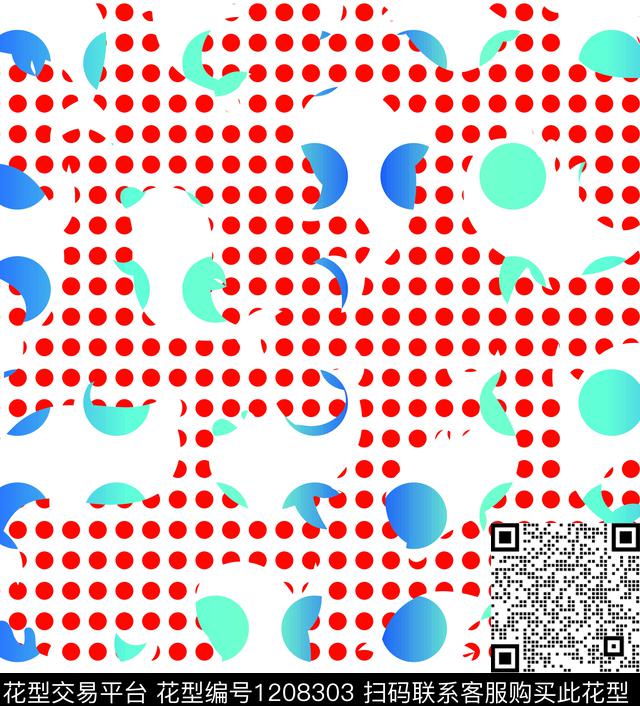 儿童海豚圆点红点.jpg - 1208303 - 几何 海豚 圆点条纹 - 传统印花花型 － 童装花型设计 － 瓦栏