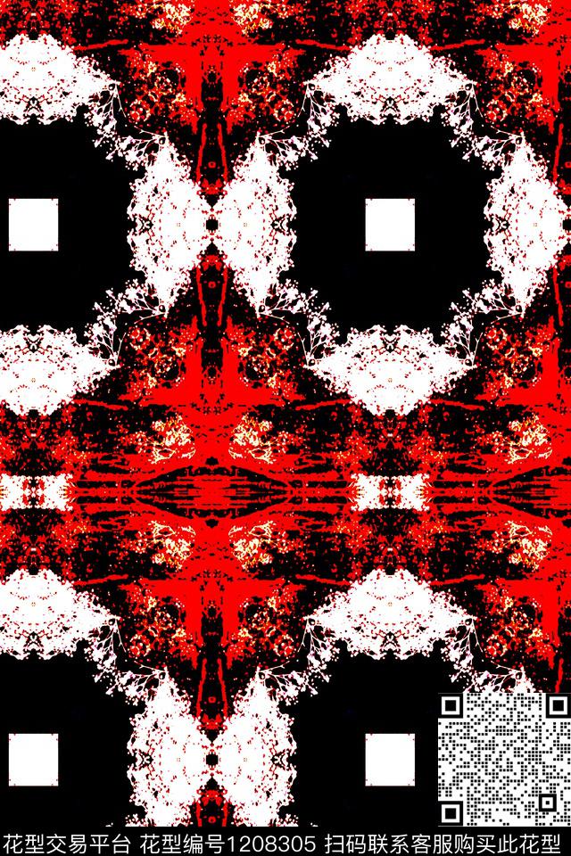 红灯笼.jpg - 1208305 - 几何 抽象 民族风 - 传统印花花型 － 女装花型设计 － 瓦栏