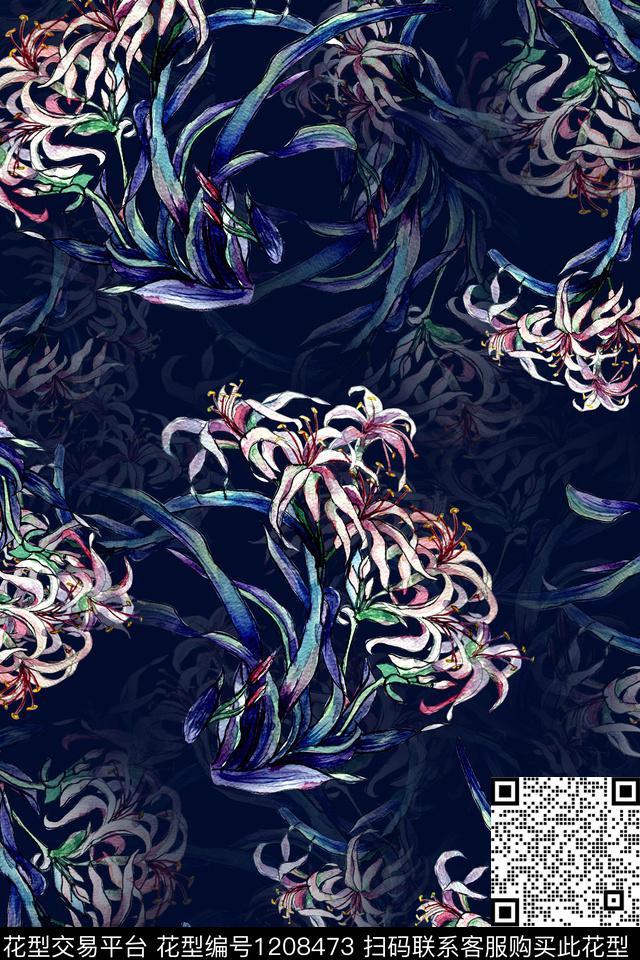 H76.jpg - 1208473 - 水彩花卉 手绘 花卉 - 数码印花花型 － 女装花型设计 － 瓦栏