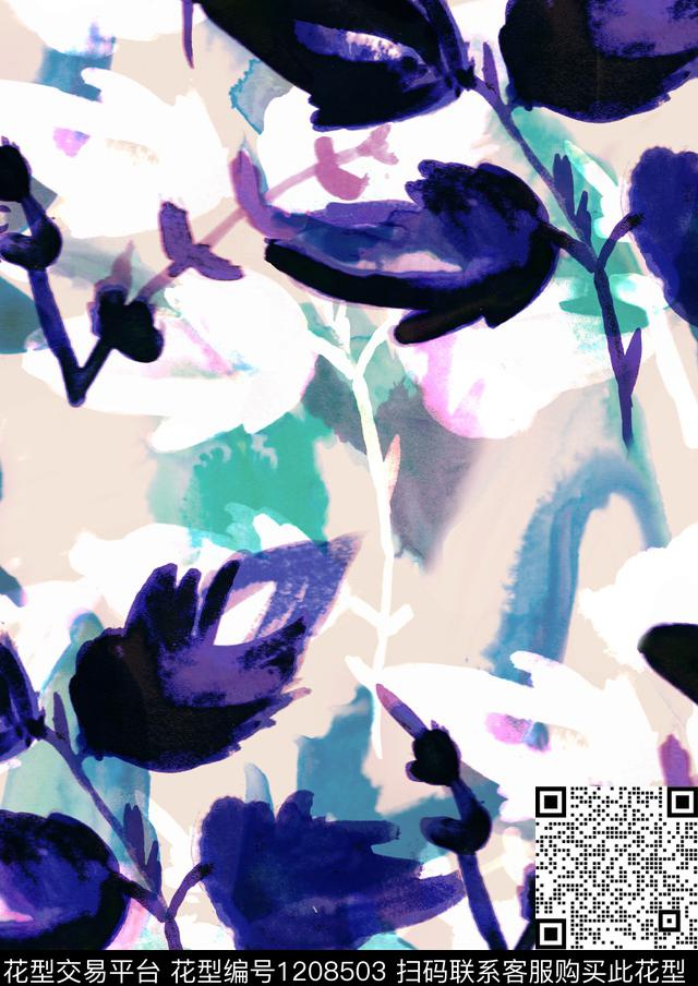 YL8043.jpg - 1208503 - 数码花型 大牌风 花卉 - 数码印花花型 － 女装花型设计 － 瓦栏