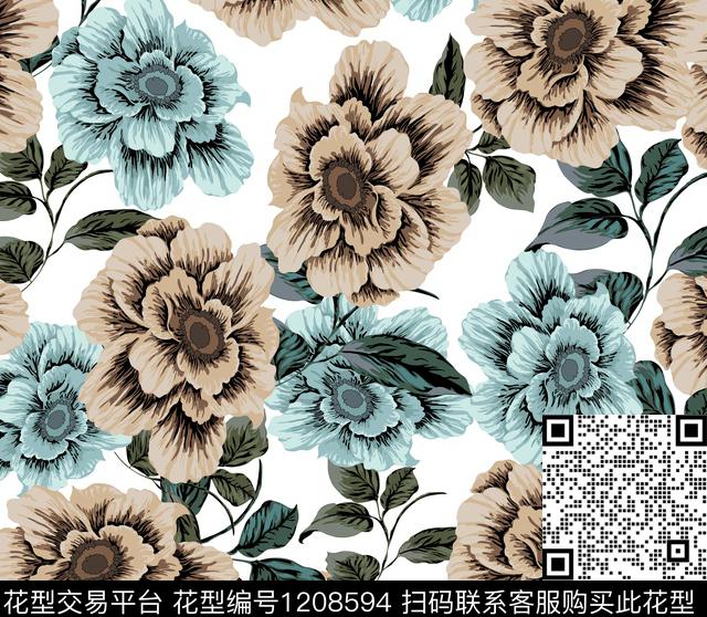1514.jpg - 1208594 - 水彩花卉 花卉 传统花型 - 传统印花花型 － 女装花型设计 － 瓦栏