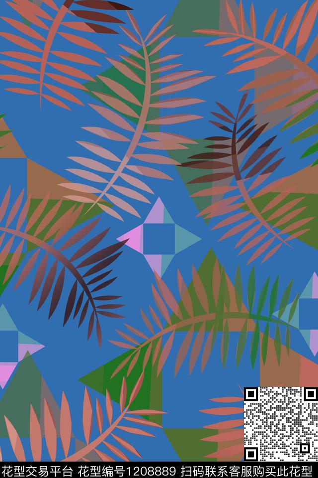 190506-hhyh-16-00.jpg - 1208889 - 三角形 渐变色彩 树叶组合 - 传统印花花型 － 女装花型设计 － 瓦栏