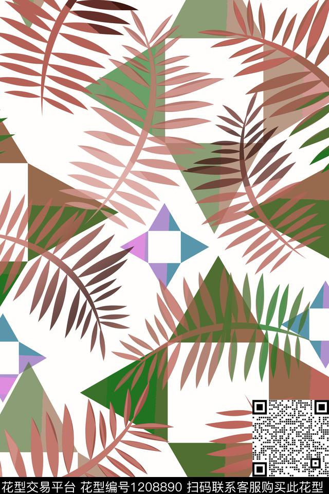 190506-hhyh-16-3.jpg - 1208890 - 三角形 渐变色彩 树叶组合 - 传统印花花型 － 女装花型设计 － 瓦栏
